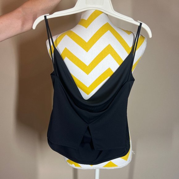 Long Paige New York Black Drape Top L - Picture 3 of 5